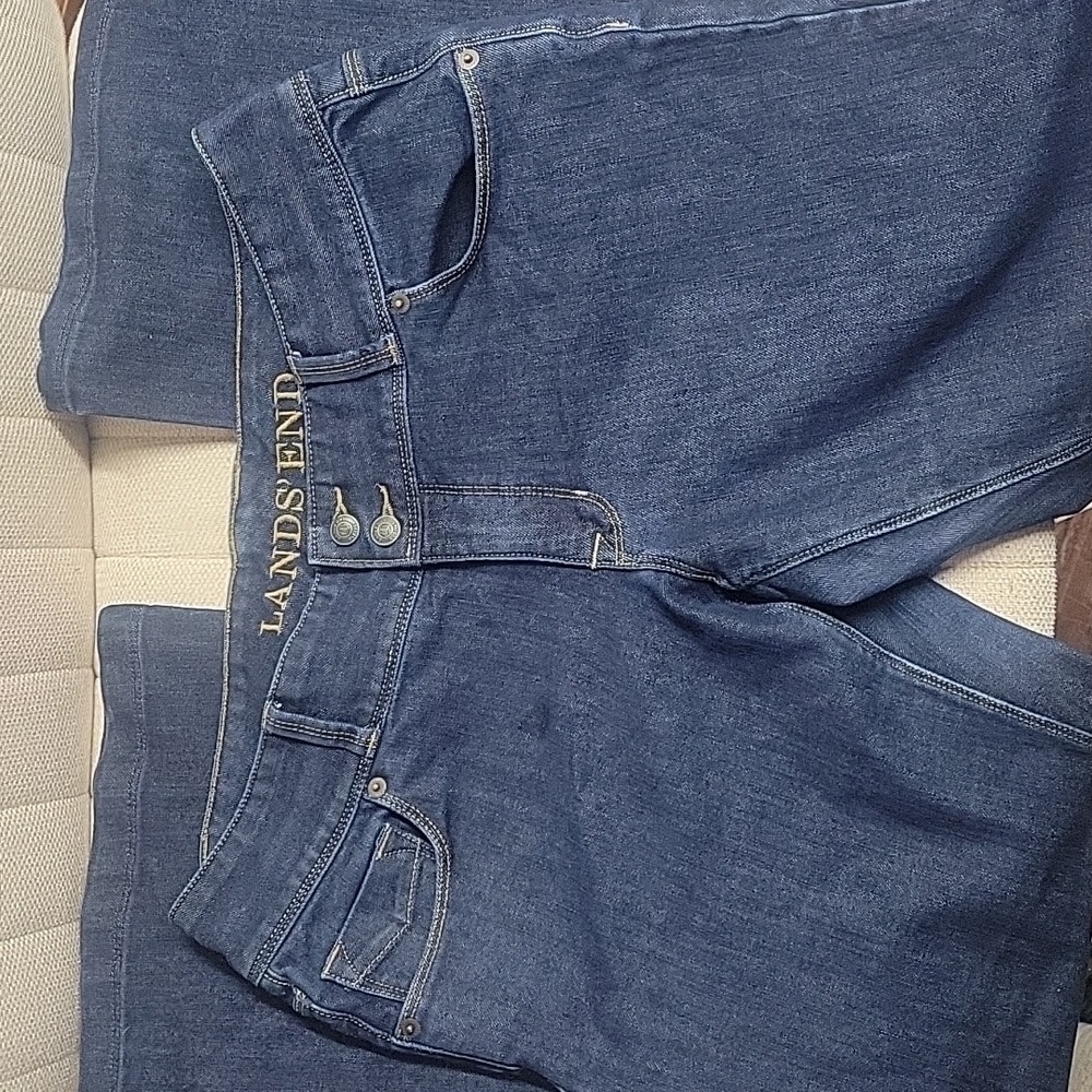 Lands' End Women's Blue Jeans Wide Leg Bell Bottom